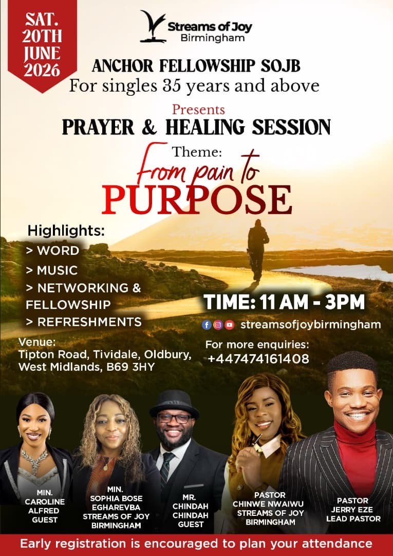 Anchor Fellowship SOJB Prayer and Healing Session flyer